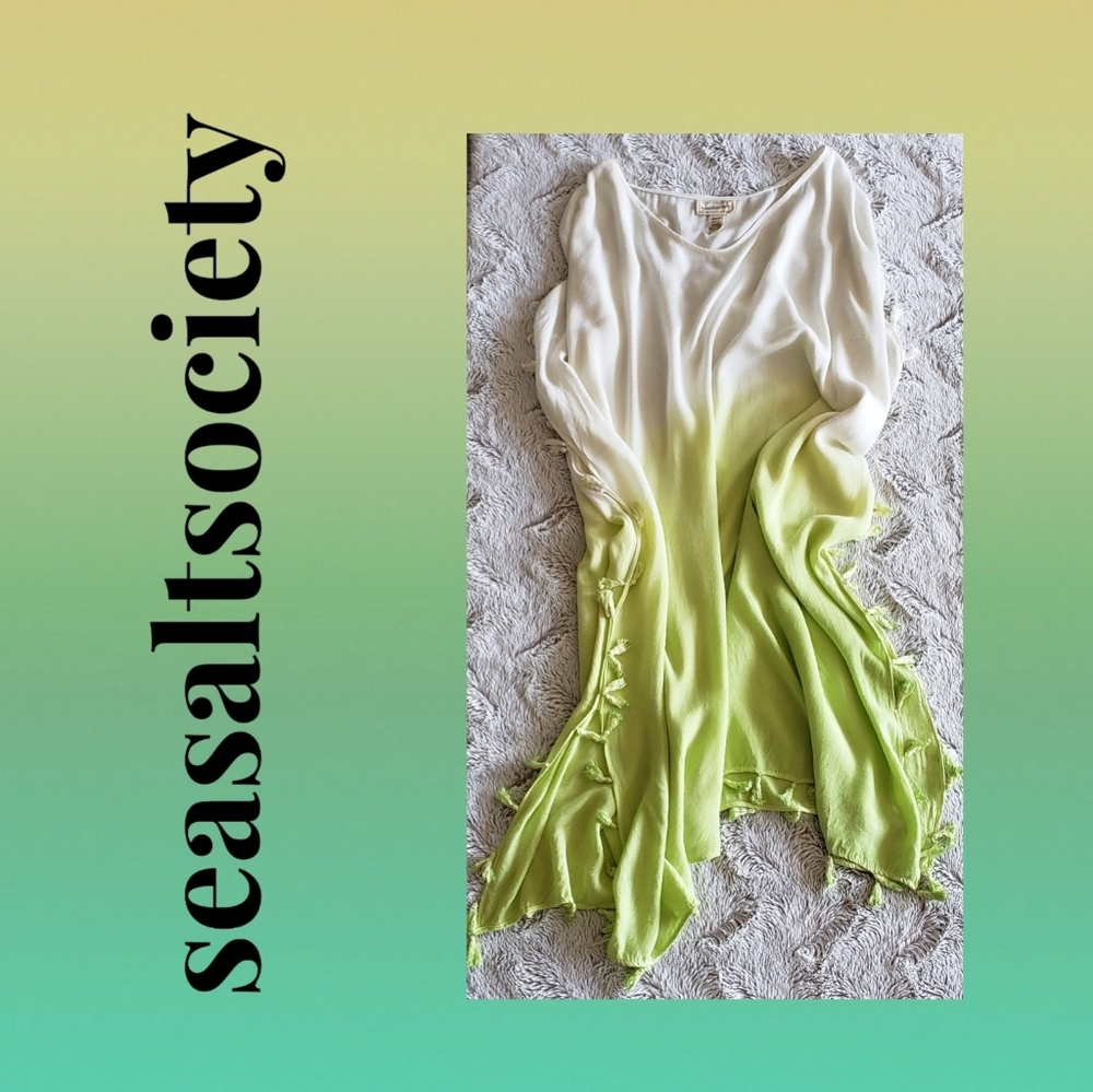 Lime Ombre Tassled Beach Cover-Up